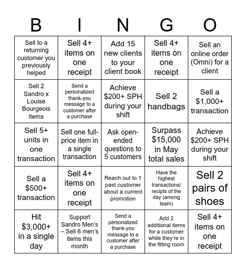 SANDRO MAY BINGO Card