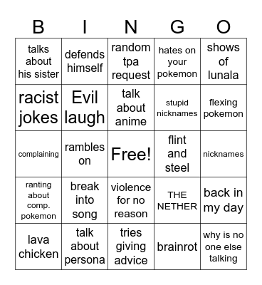 Pinguy Bingo Card