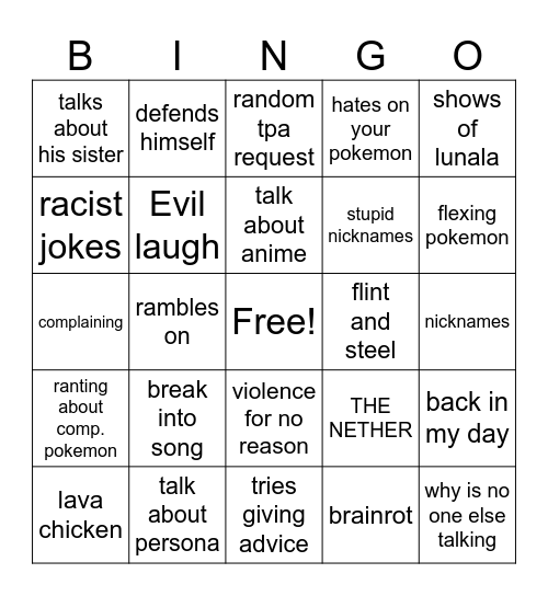 Pinguy Bingo Card