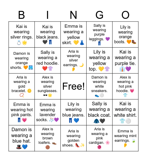 Alex is wearing black boots. 🖤🥾 Bingo Card