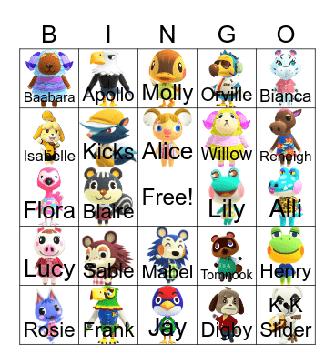 Animal Crossing Bingo Card