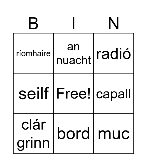 Biongó Bingo Card