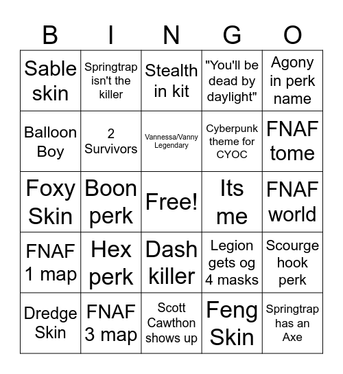 Anniversary Stream Bingo Card