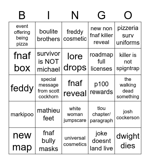 9th anni stream Bingo Card