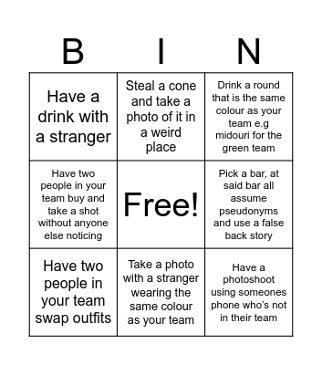 Pub Crawl Bingo Card