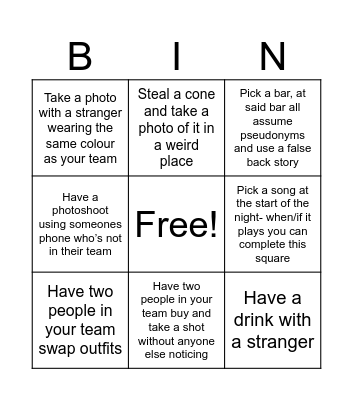 Pub Crawl Bingo Card