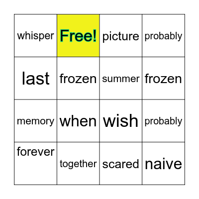 When I get old Bingo Card