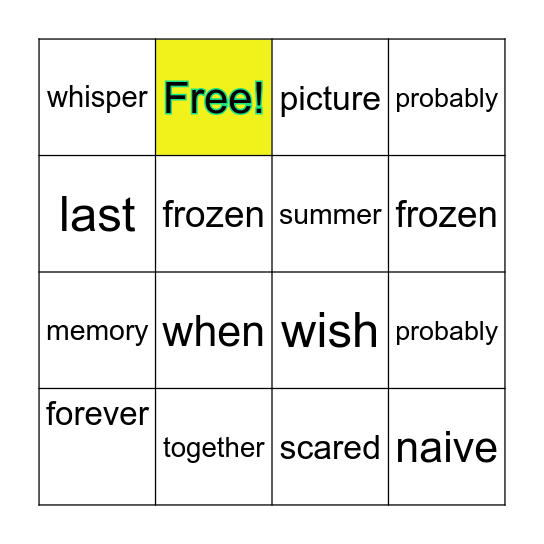 When I get old Bingo Card
