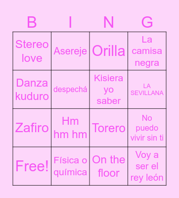 BINGO MUSICAL Bingo Card