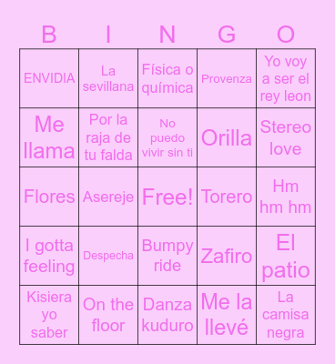 BINGO MUSICAL Bingo Card