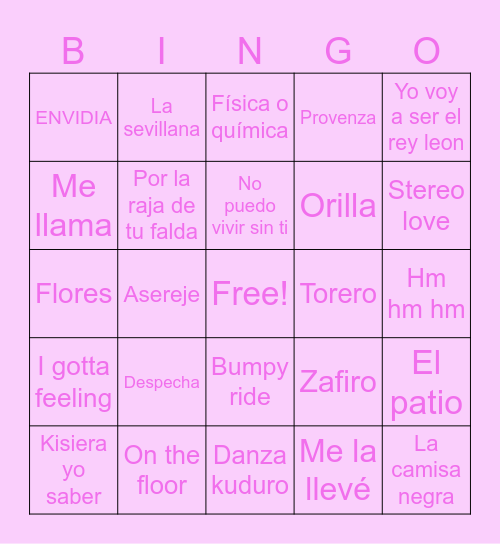 BINGO MUSICAL Bingo Card