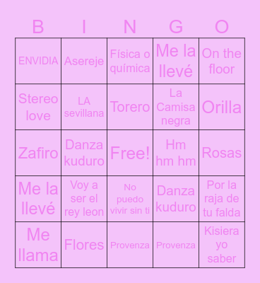 BINGO MUSICAL Bingo Card