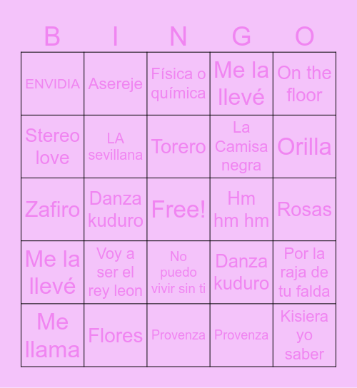 BINGO MUSICAL Bingo Card