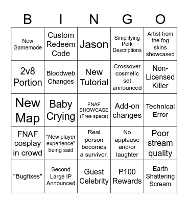 Dead by daylight: Feddy. Bingo Card