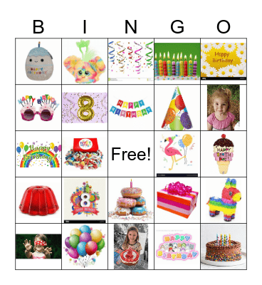 Trudy's 8th Birthday Bingo Card