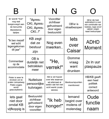 Het Grote Bestuursweekend Bingo Festijn Bingo Card