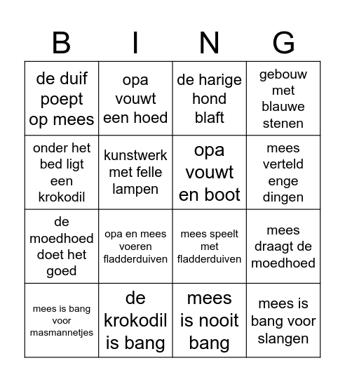 de moedhoed bingo Card