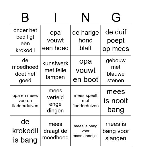 de moedhoed bingo Card