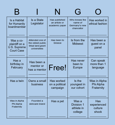 Find Someone Who... Bingo Card