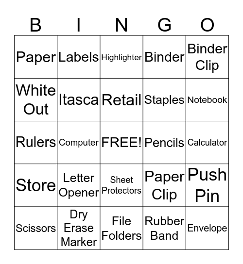 OfficeMax Bingo Card