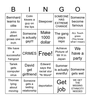 Summer Bingo Card
