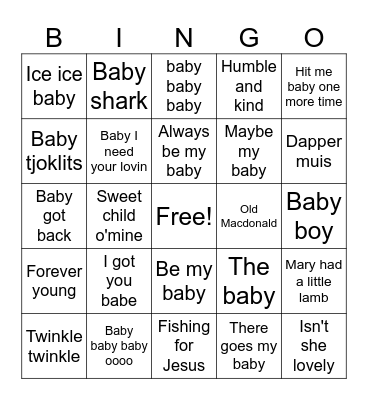 Guess The Tune Bingo Card