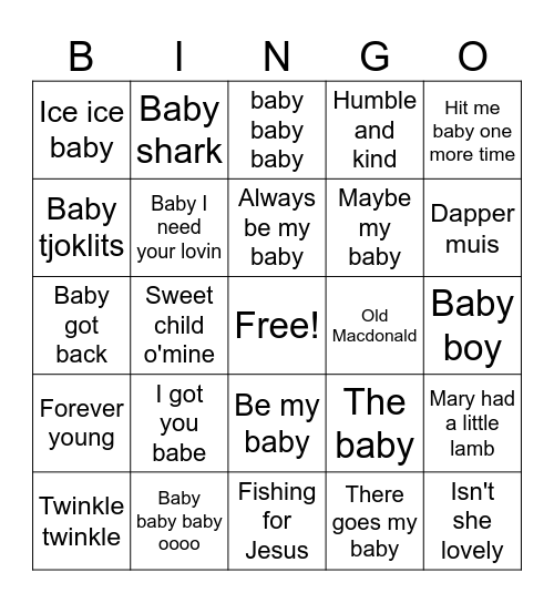Guess The Tune Bingo Card