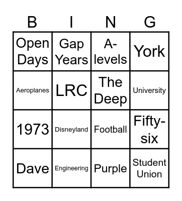 S6F College Bingo Card