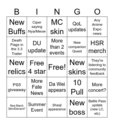 Untitled Bingo Card
