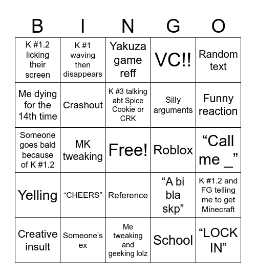 Starlight/s Bingo Card