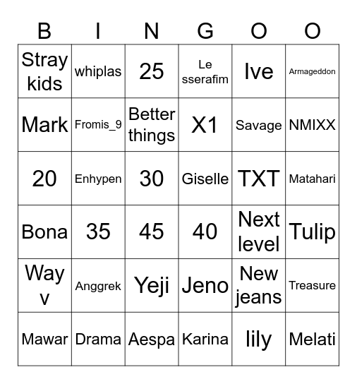 JIRO BINGO Card