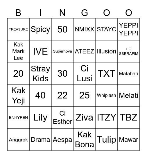 Bingo Jipa Bingo Card