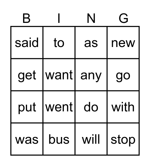 Red Word Bingo Card