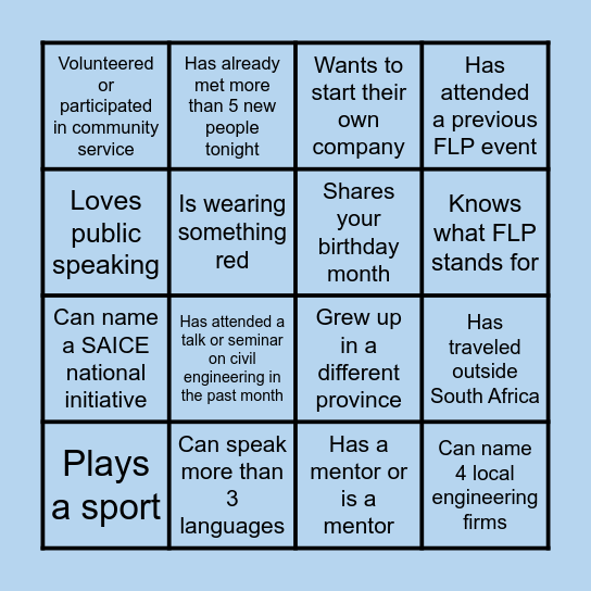 FLP BINGO Card