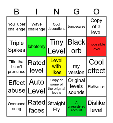 Recent Tab GD Bingo Card