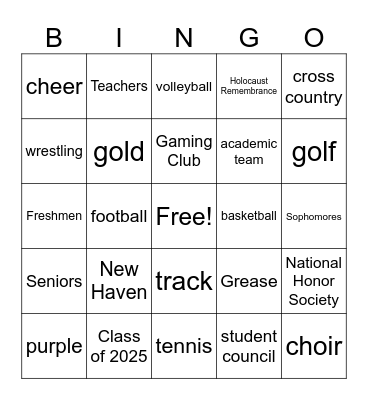Bull Dog Bingo Card
