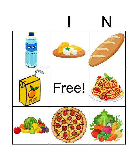 Food Bingo Card