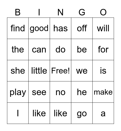 Hayden sight words Bingo Card