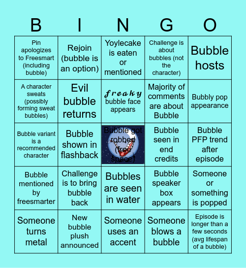 BFDIA 19 BUBBLE BINGO Card