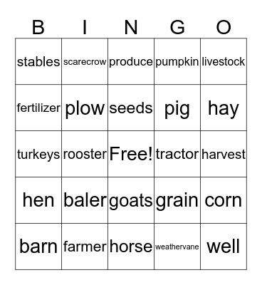 Farming Bingo Card