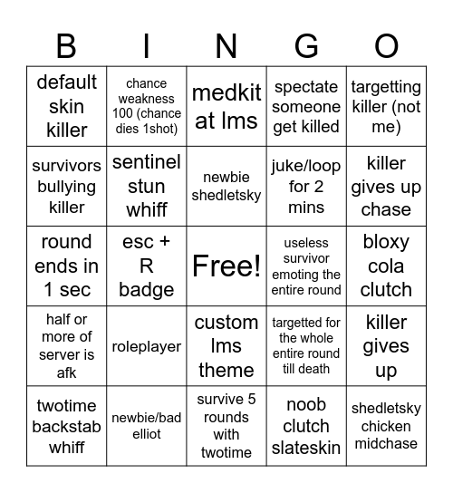 Forsaken bingo card if your bored Bingo Card