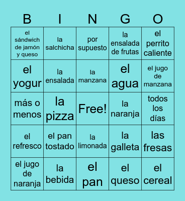 3A Vocabulary Bingo Card