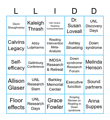 LLIDD BINGO! Bingo Card