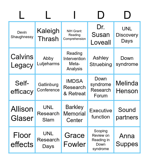 LLIDD BINGO! Bingo Card