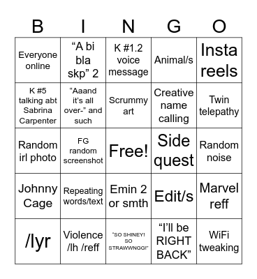 Untitled Bingo Card