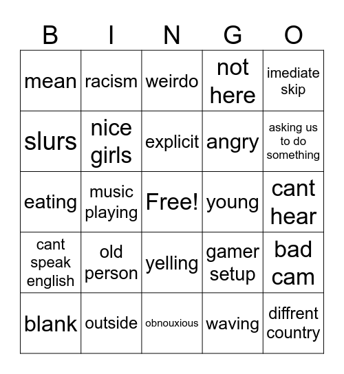 ome bingolade Bingo Card