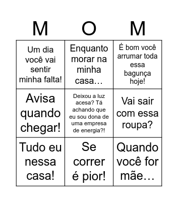 Dia das Mães Bingo Card