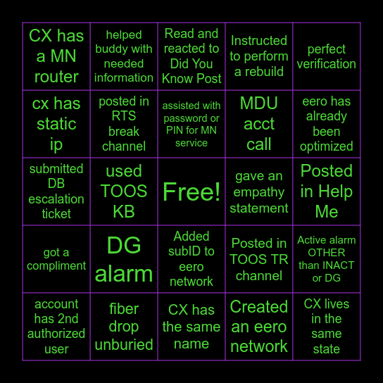 Buddy Bingo Card
