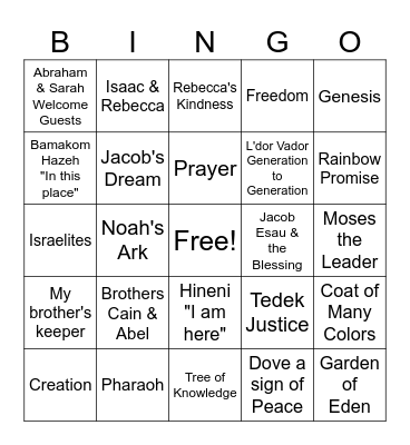 Explorer's Bible Bingo Card