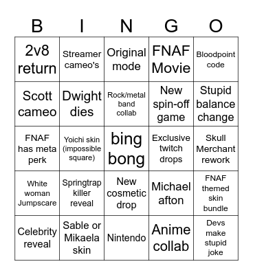 DBD ANNIVERSARY BINGO Card